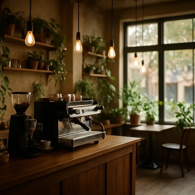 Interiorul cafenelei din exemplul de brief